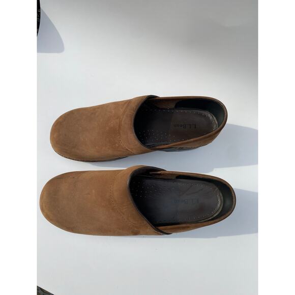 LL Bean Brown‎ Suede Slip On Loafer Clogs SZ 9 M Nursing Outdoor Comfort - Picture 2 of 9